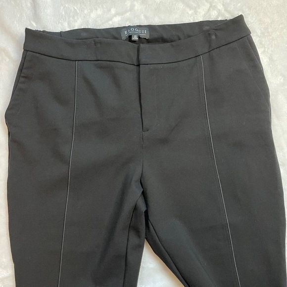 Eloquii Women's Front Stripe Textured Black Skinny Dress Pants Size 18 Short - Picture 12 of 12